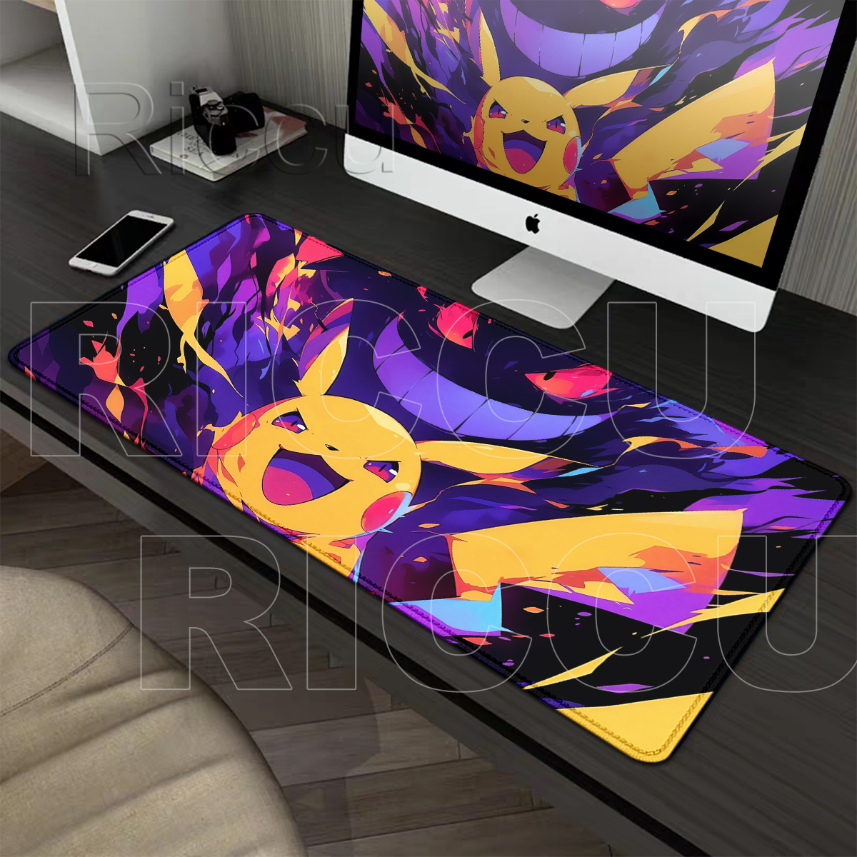 Desk Setup Accessories Aesthetic - Mouse Pads Pokemon Genger And Pikachu