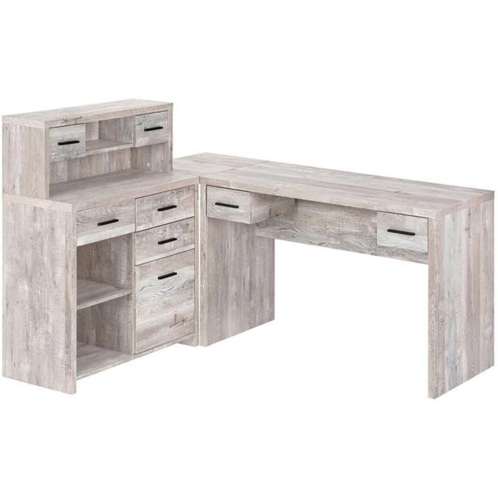 Desk Setup Beige - Contemporary Beige L-Shaped Laminate Desk with