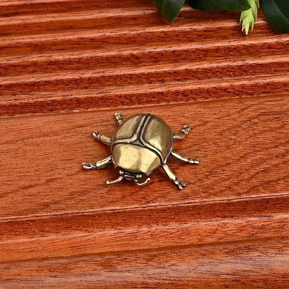 Desk Setup Plants - 2PCS Brass Ladybug Small Ornaments, Pure