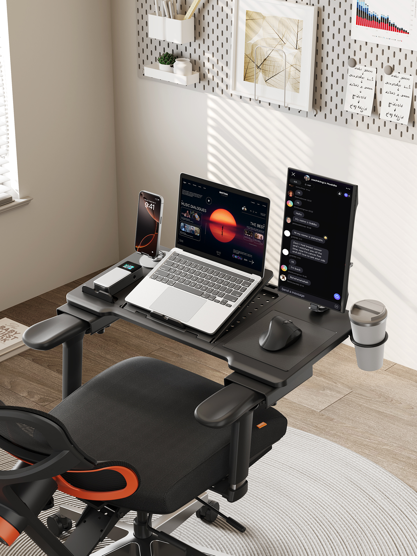 Desk Setup Maker - Ergonomic Chair Armrest Desk Attachment Foldable