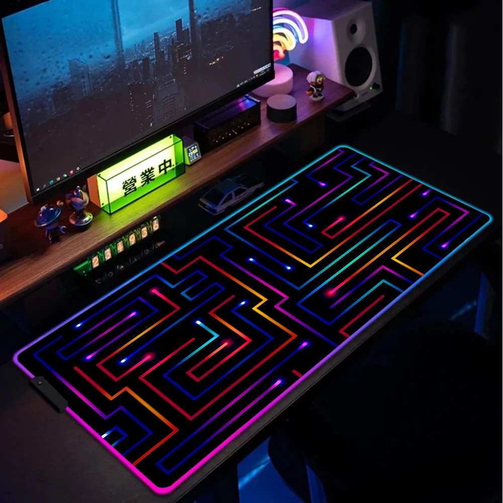 Desk Setup Accessories Aesthetic - Xxl Mouse Pad 900x400 Neon Circuit