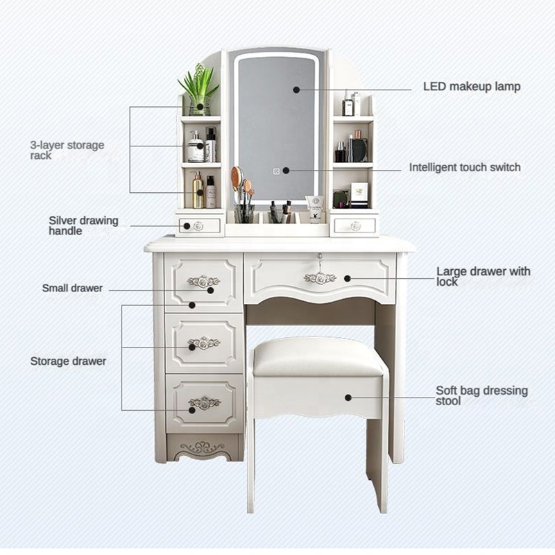 Girls White and pink Modern Wo - Desk Vanity Setup のレビューと価格