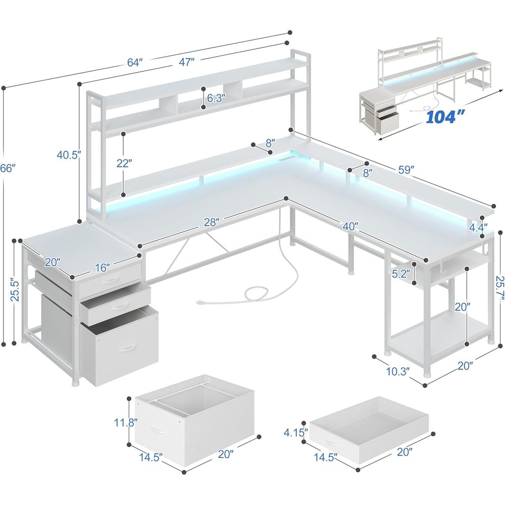 104-inch L-Shaped Desk for Dua - Desk Setup With 2 Monitors のレビューと価格