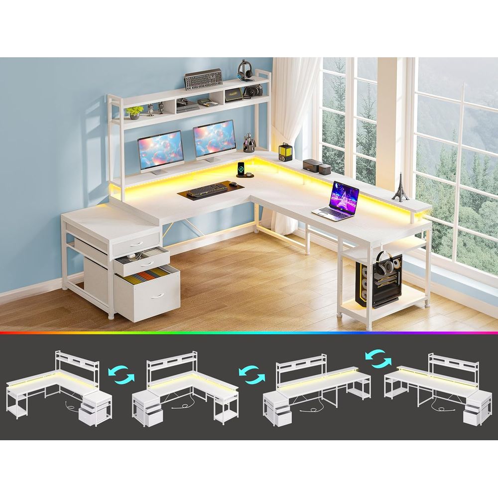 104-inch L-Shaped Desk for Dua - Desk Setup With 2 Monitors のレビューと価格
