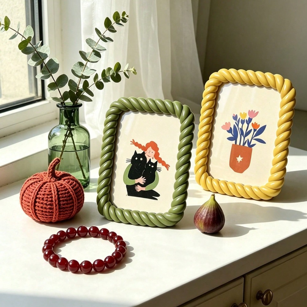 1pc Braided Border Resin Photo - Desk Setup Photo のレビューと価格