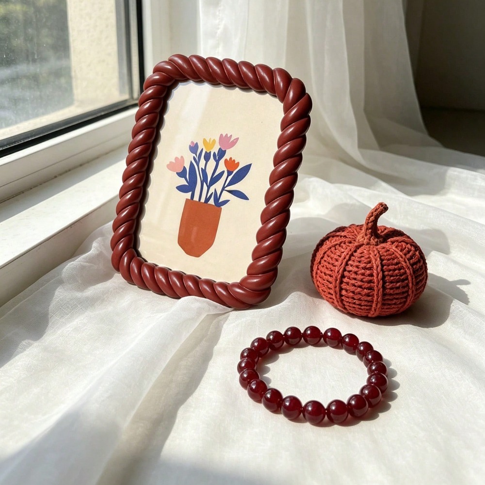 1pc Braided Border Resin Photo - Desk Setup Photo のレビューと価格