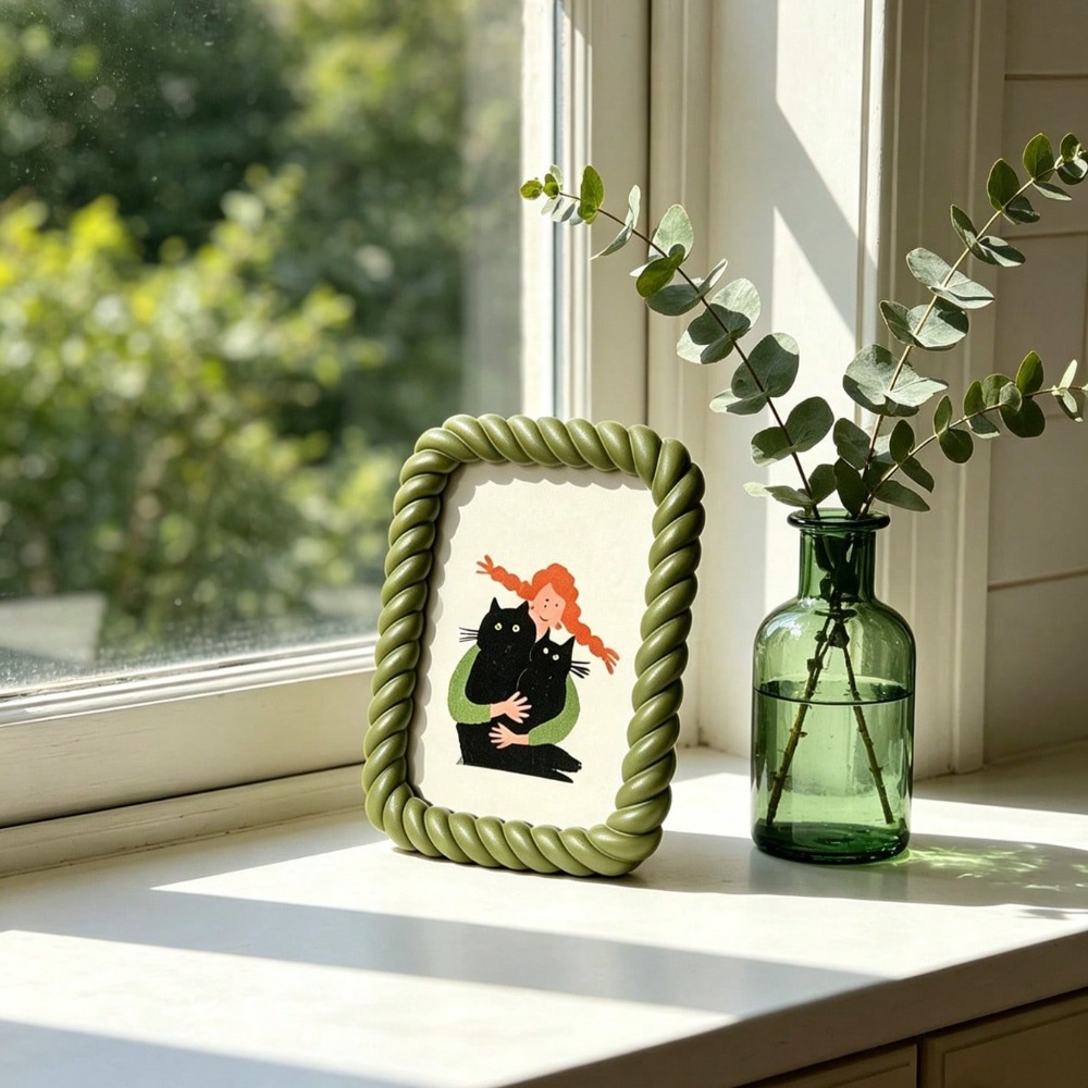 1pc Braided Border Resin Photo - Desk Setup Photo のレビューと価格