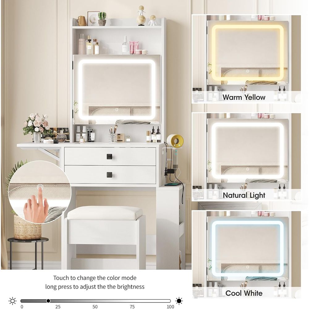 Small Makeup Vanity Desk with  - Desk Vanity Setup のレビューと価格