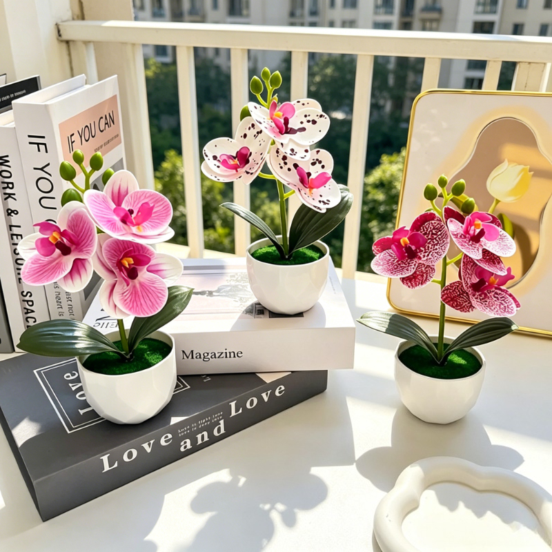 3pcs Artificial Phalaenopsis O - Desk Setup Plants のレビューと価格