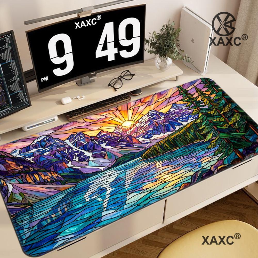 Stained Glass Mountain Desk Ma - Desk Setup Natural のレビューと価格