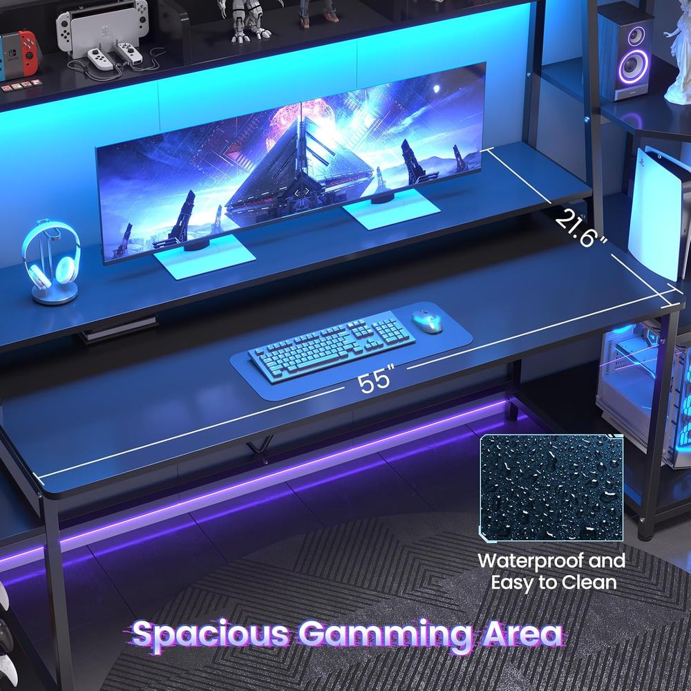LED-lit 78.8 Gaming Desk with  - Setup Desk Monitor のレビューと価格