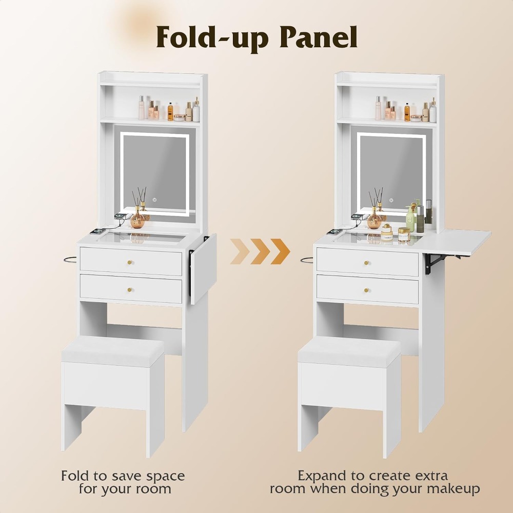 Small White Vanity Desk with L - Desk Vanity Setup のレビューと価格