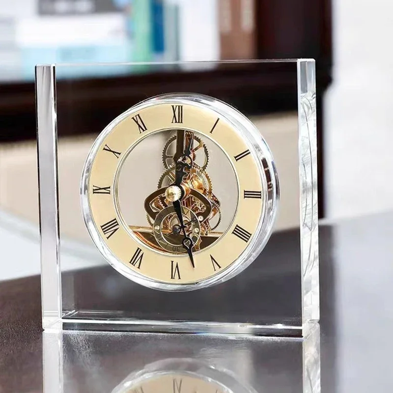 Crystal Silent Table Clock Lux - Desk Setup Accessories Aesthetic のレビューと価格