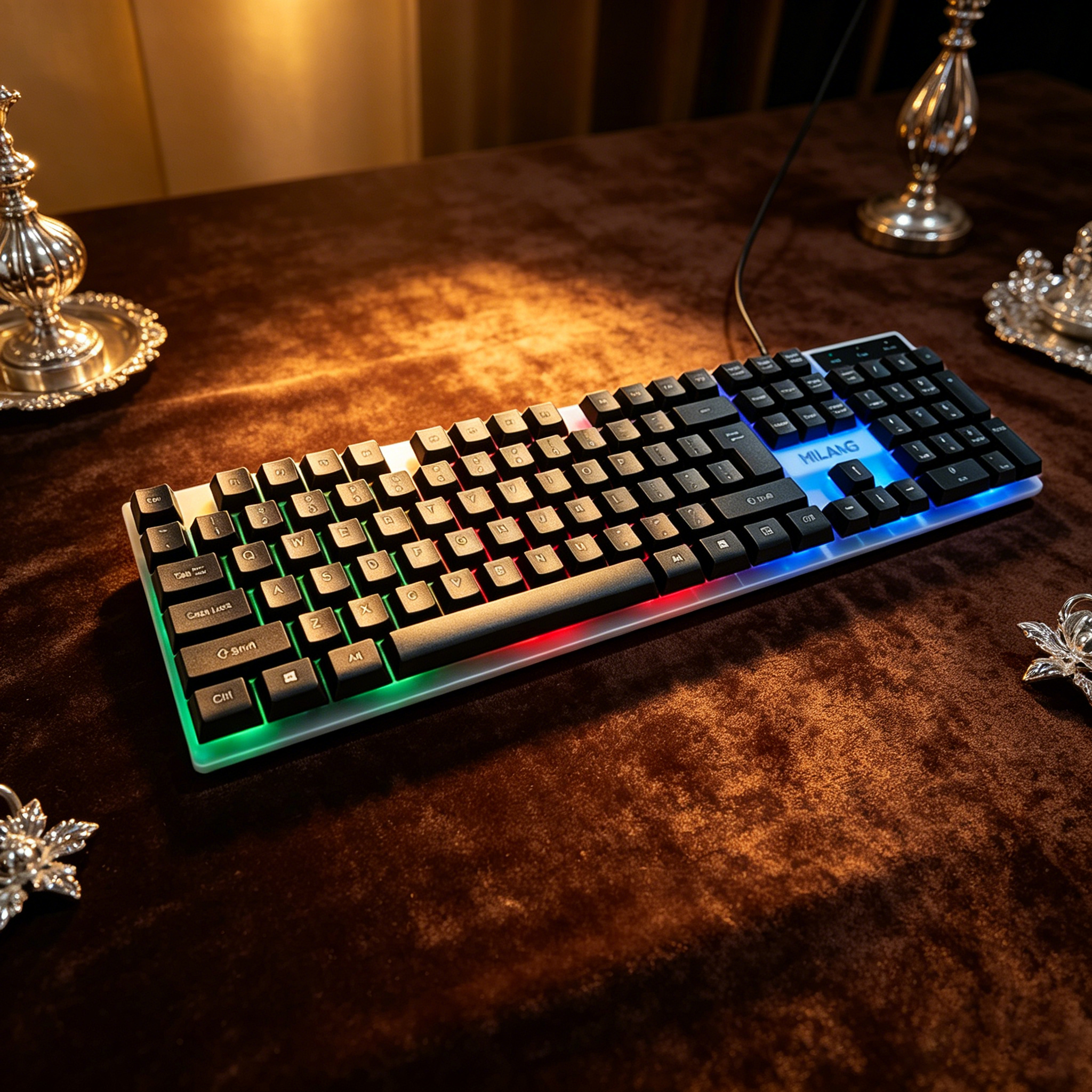 Wired RGB Backlit Keyboard Mou - Desk Setup For Work のレビューと価格