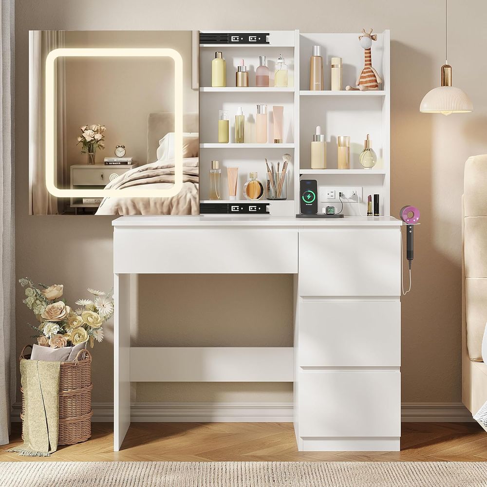 Vabches Make Up Vanity Desk wi - Desk Vanity Setup のレビューと価格