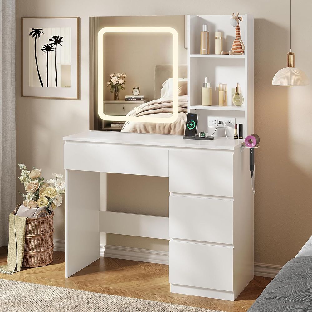 Vabches Make Up Vanity Desk wi - Desk Vanity Setup のレビューと価格
