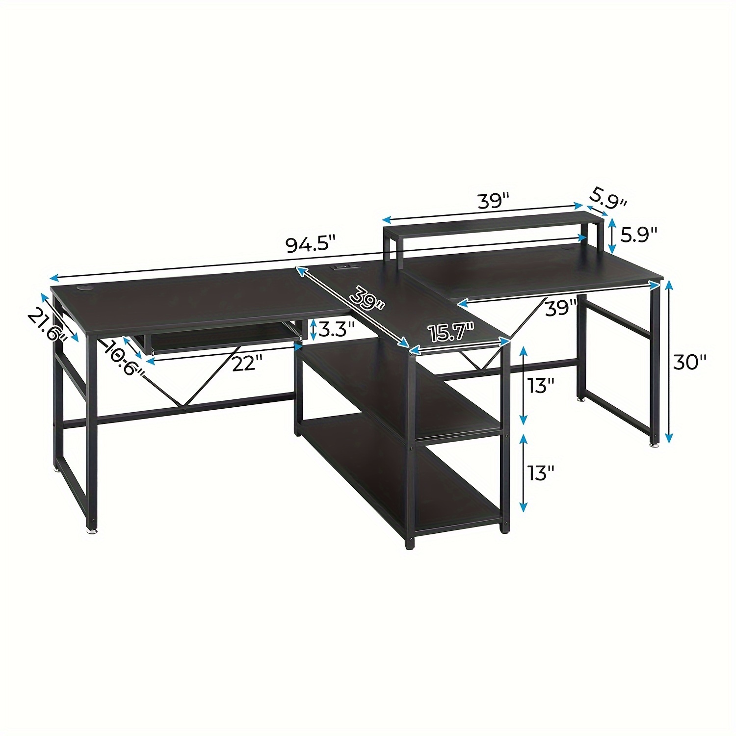 94.5-inch Dual-User Gaming Des - Desk Setup For Work のレビューと価格