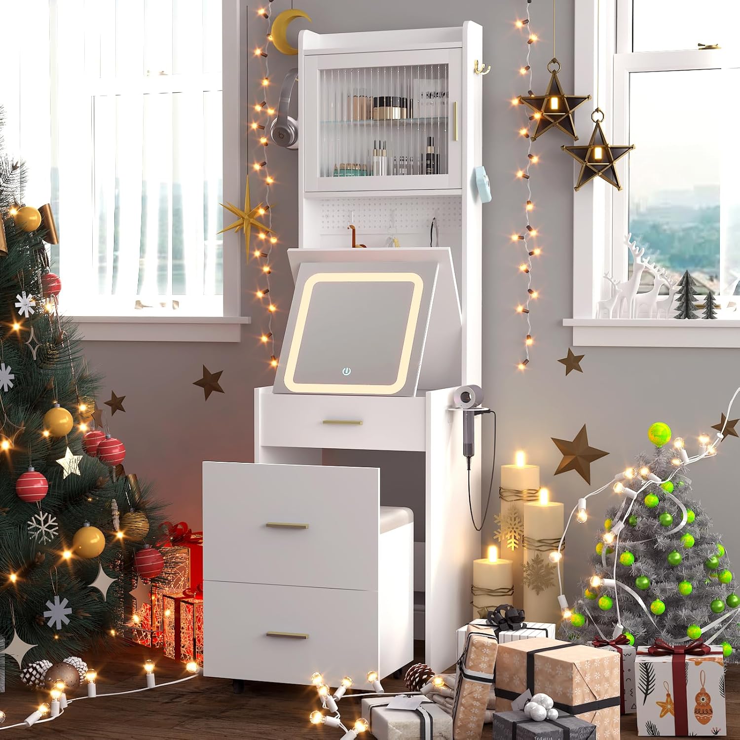 3 in 1 Vanity Desk with Fold-u - Desk Vanity Setup のレビューと価格