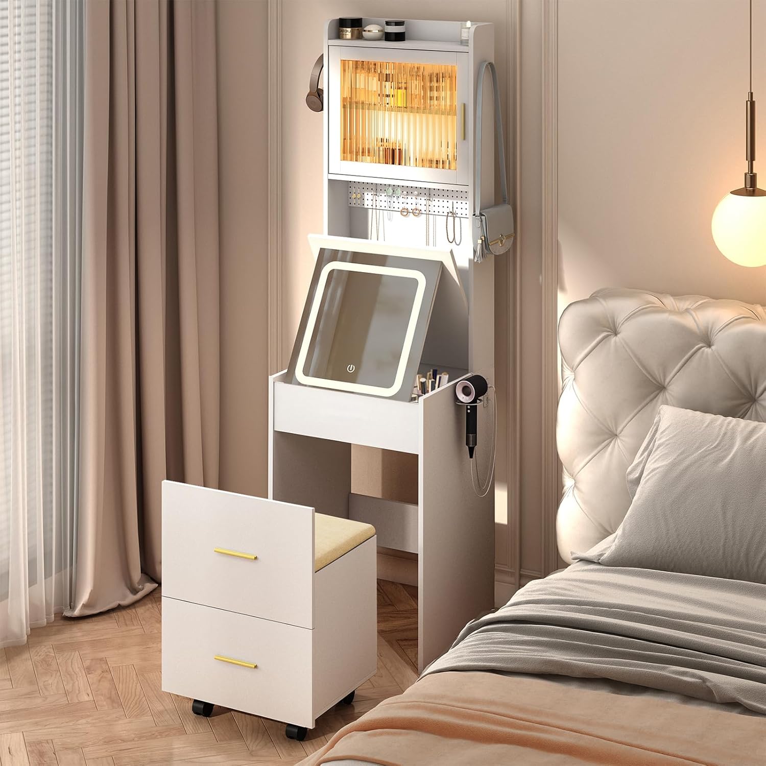 3 in 1 Vanity Desk with Fold-u - Desk Vanity Setup のレビューと価格