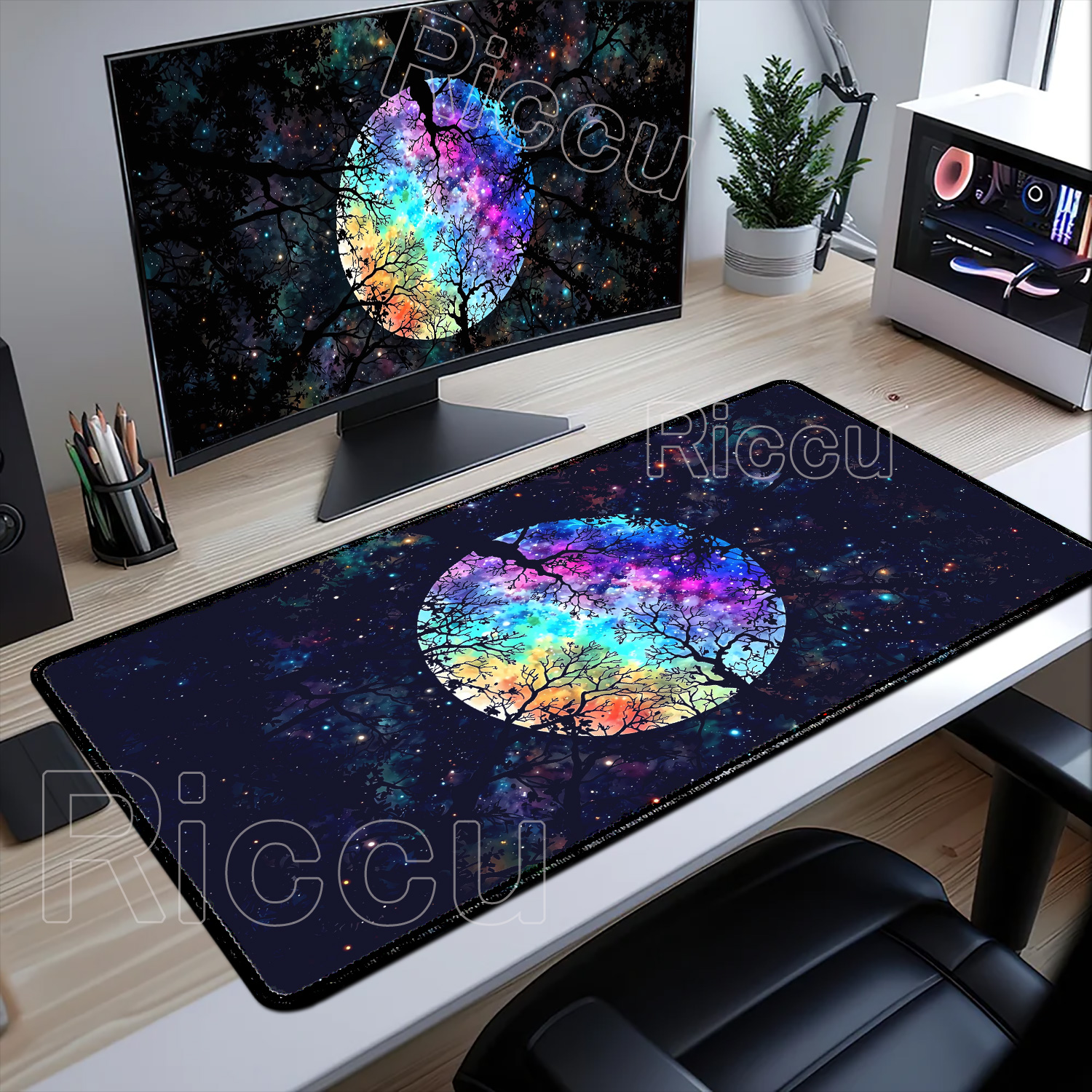 Large Art Moon Landscape Mouse - Desk Setup Natural のレビューと価格