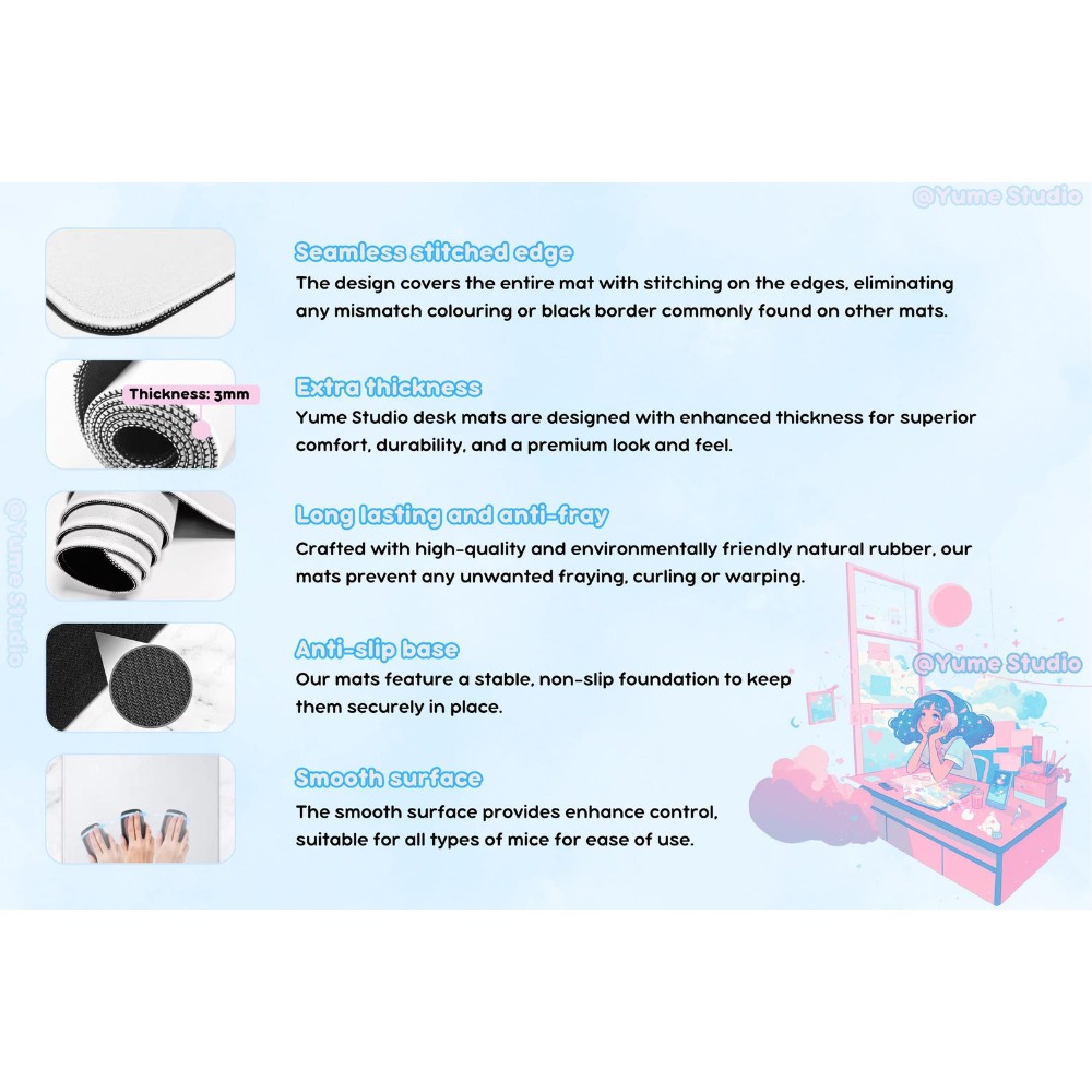 Aesthetic Pastel Desk Mat for  - Desk Setup Accessories Aesthetic のレビューと価格