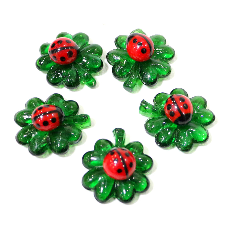 5pcs Green Mini Glass Four-Lea - Desk Setup Green のレビューと価格