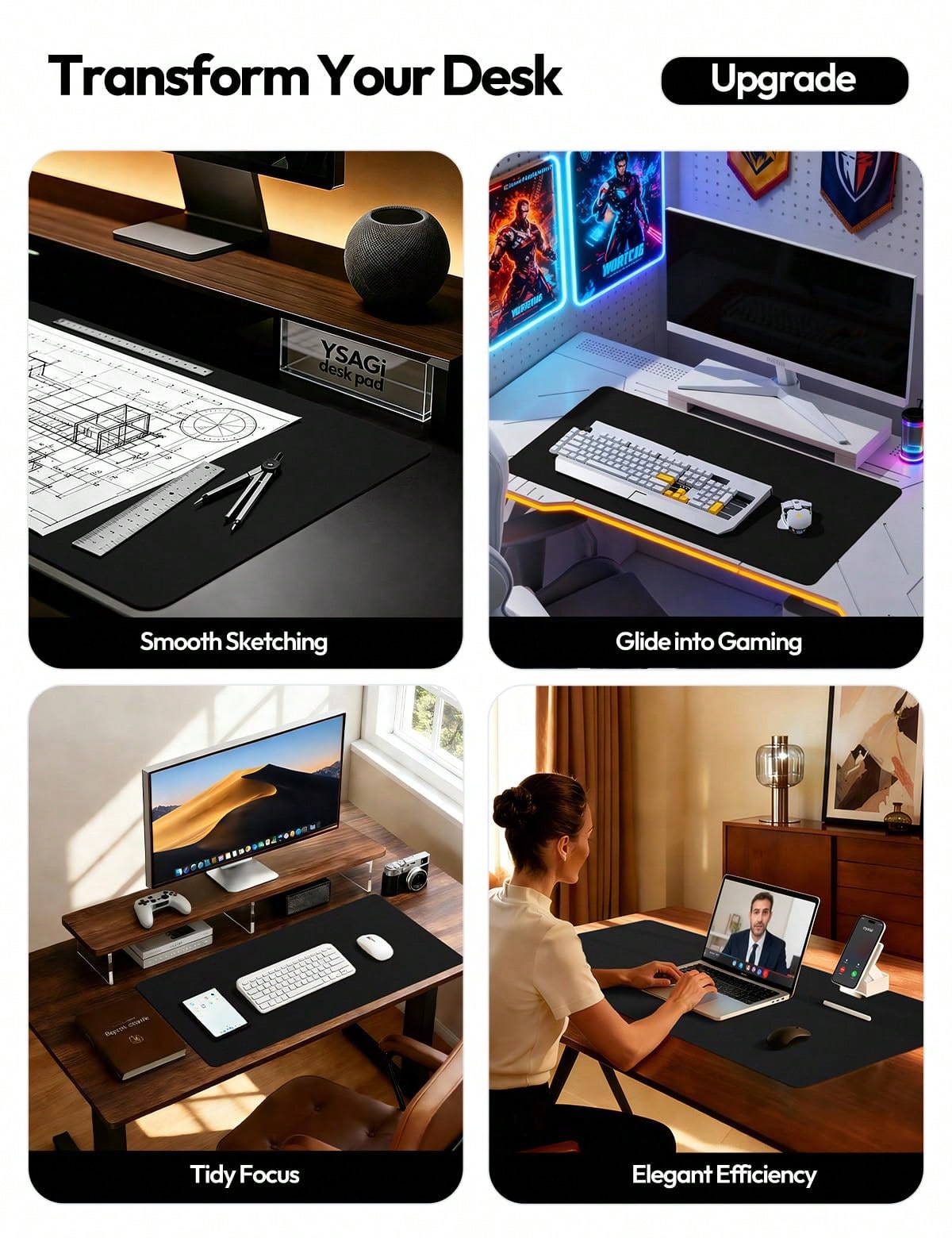 Large Black & Beige Checkerboa - Desk Setup Beige のレビューと価格