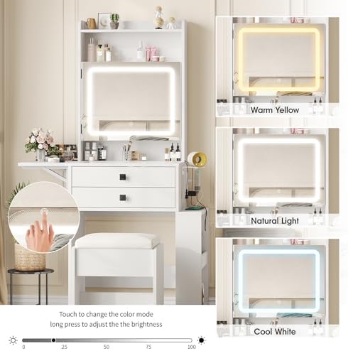 Small Makeup Vanity Desk with  - Desk Vanity Setup のレビューと価格