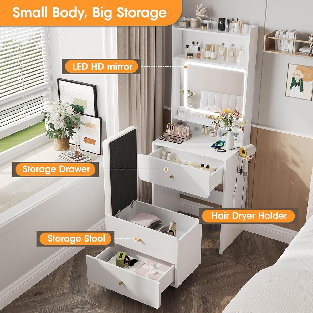 Make Up Vanity Desk with Mirro - Desk Vanity Setup のレビューと価格