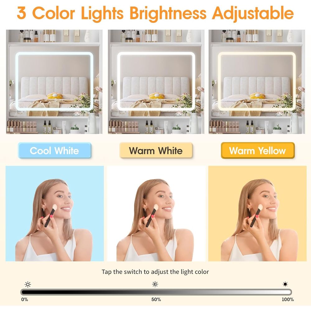 Make Up Vanity Desk with Mirro - Desk Vanity Setup のレビューと価格