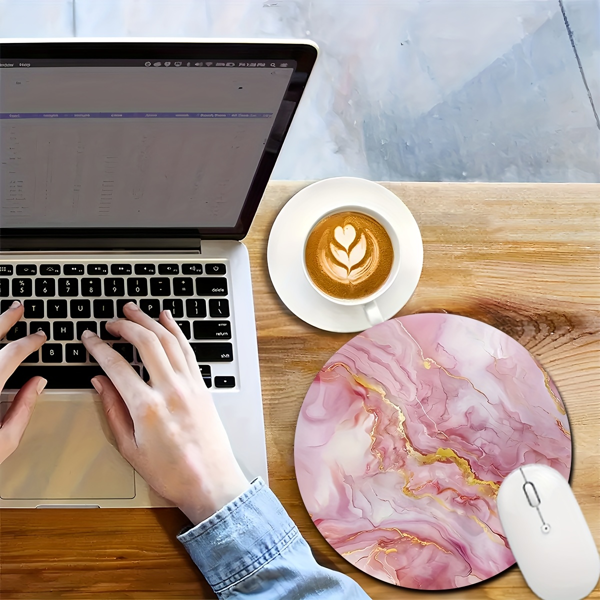 Pink Marble Mouse Pad PC Lapto - Desk Setup Laptop And Pc のレビューと価格