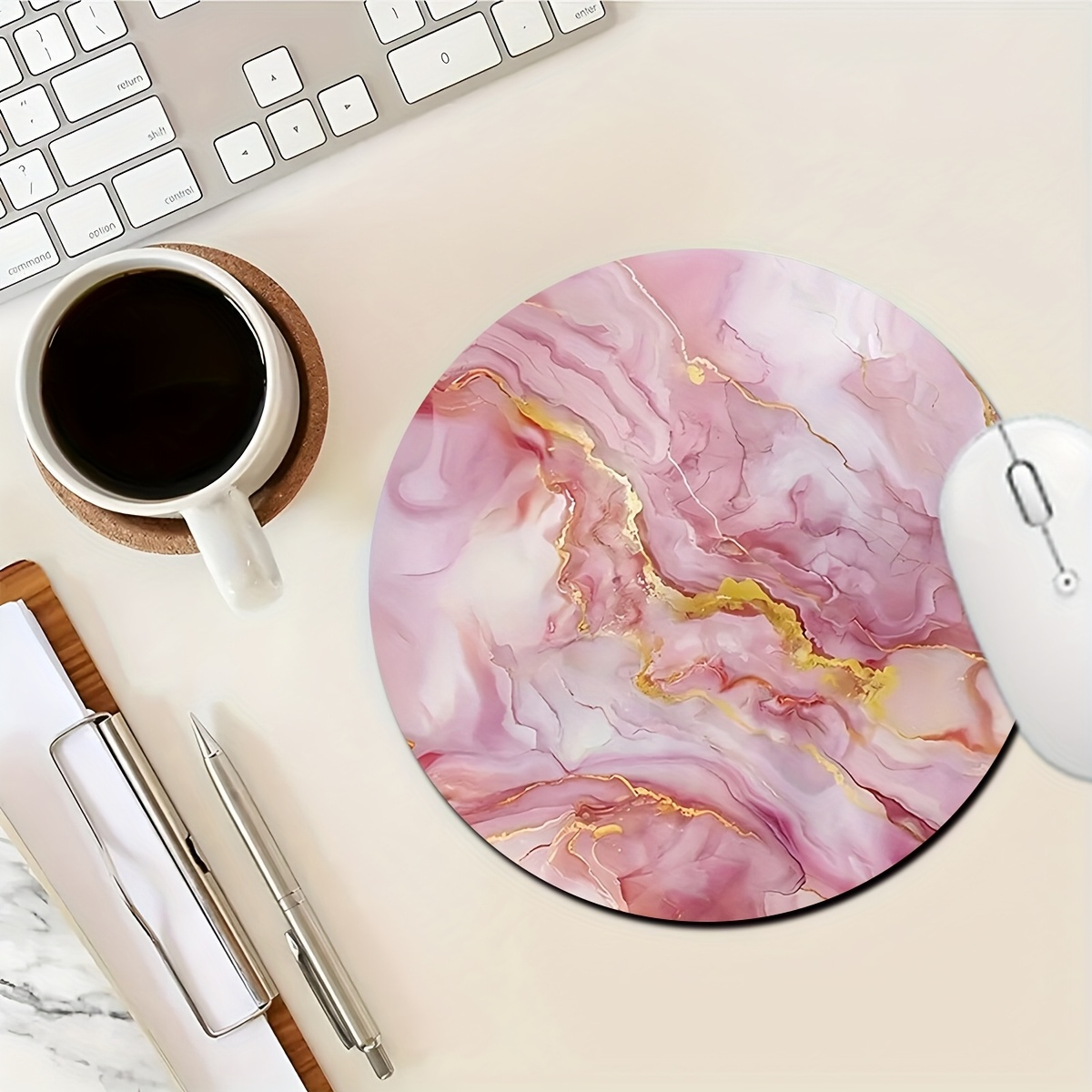 Pink Marble Mouse Pad PC Lapto - Desk Setup Laptop And Pc のレビューと価格