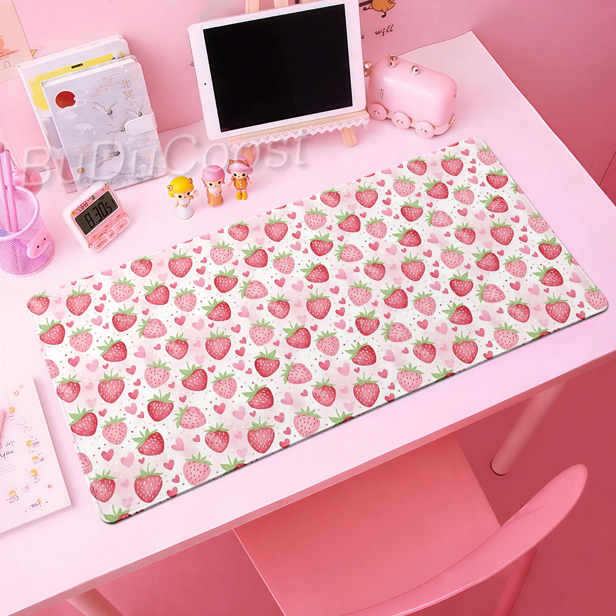 Pink Kawaii Mousepad Strawberr - Desk Setup Accessories Aesthetic のレビューと価格