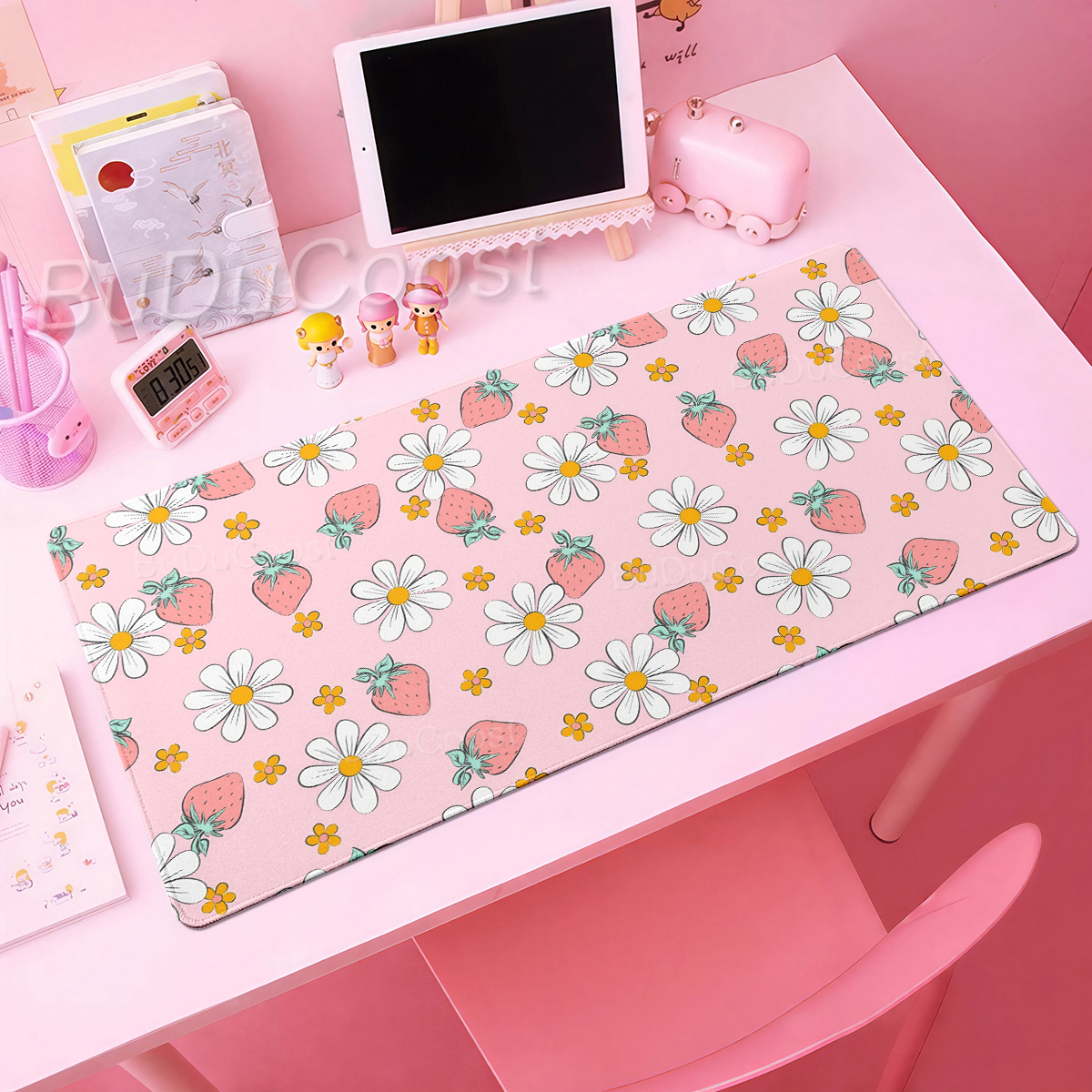 Pink Kawaii Mousepad Strawberr - Desk Setup Accessories Aesthetic のレビューと価格
