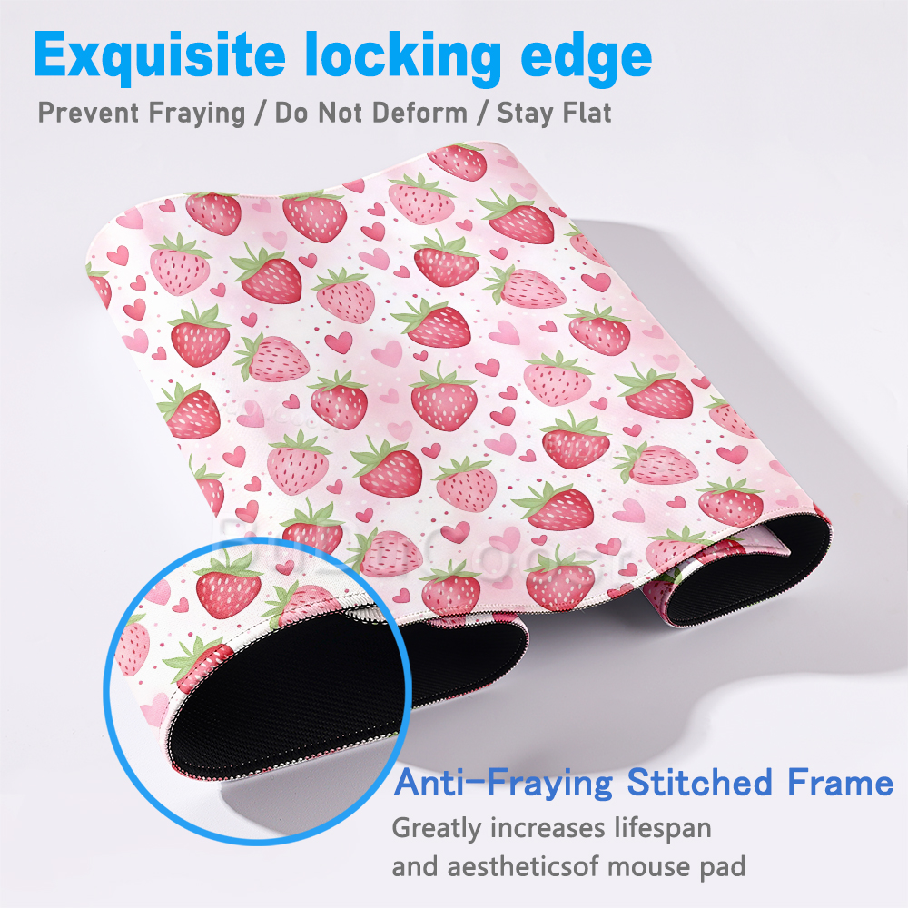 Pink Kawaii Mousepad Strawberr - Desk Setup Accessories Aesthetic のレビューと価格
