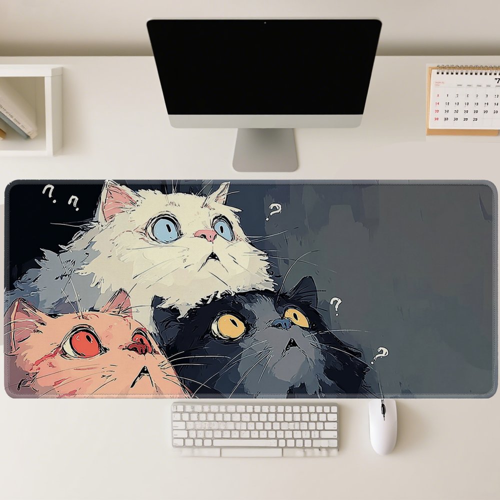 Funny Curious Kittens Desk Mat - Desk Setup Laptop And Pc のレビューと価格