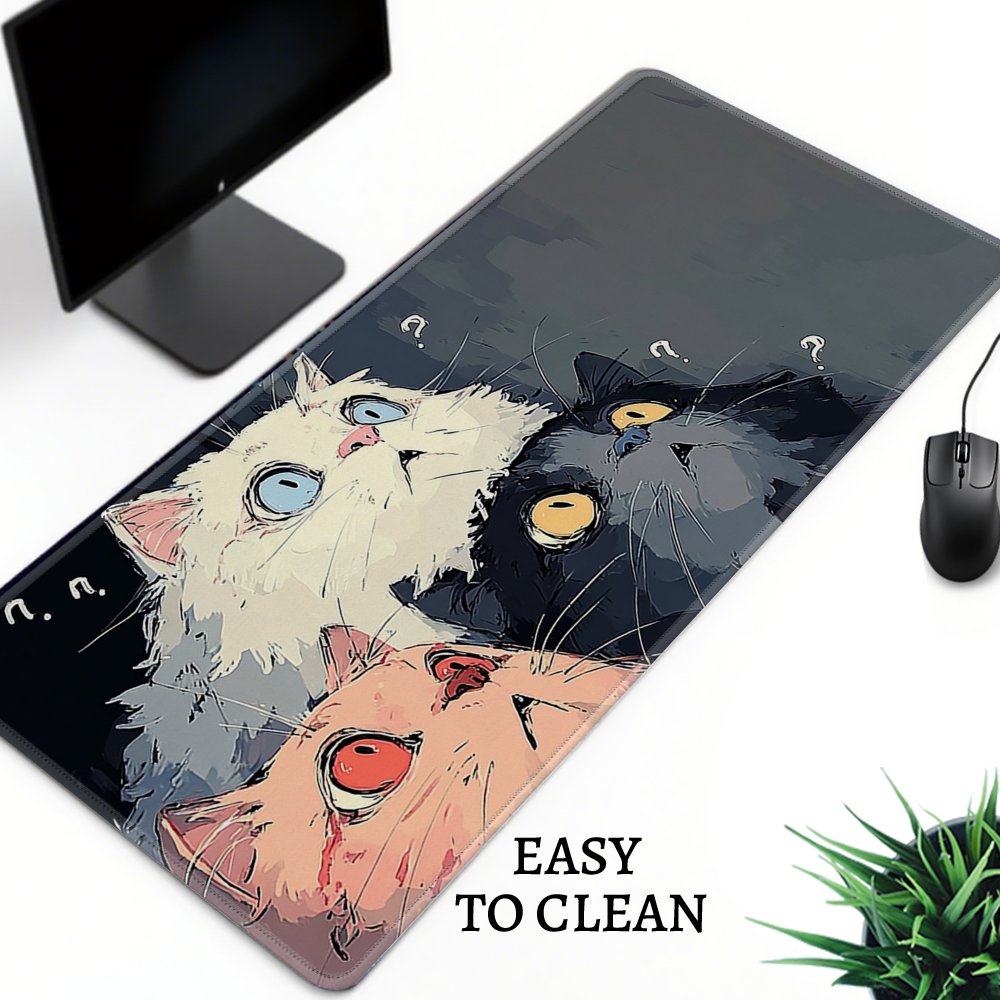Funny Curious Kittens Desk Mat - Desk Setup Laptop And Pc のレビューと価格