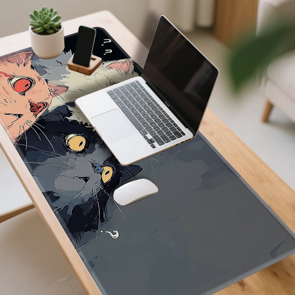 Funny Curious Kittens Desk Mat - Desk Setup Laptop And Pc のレビューと価格