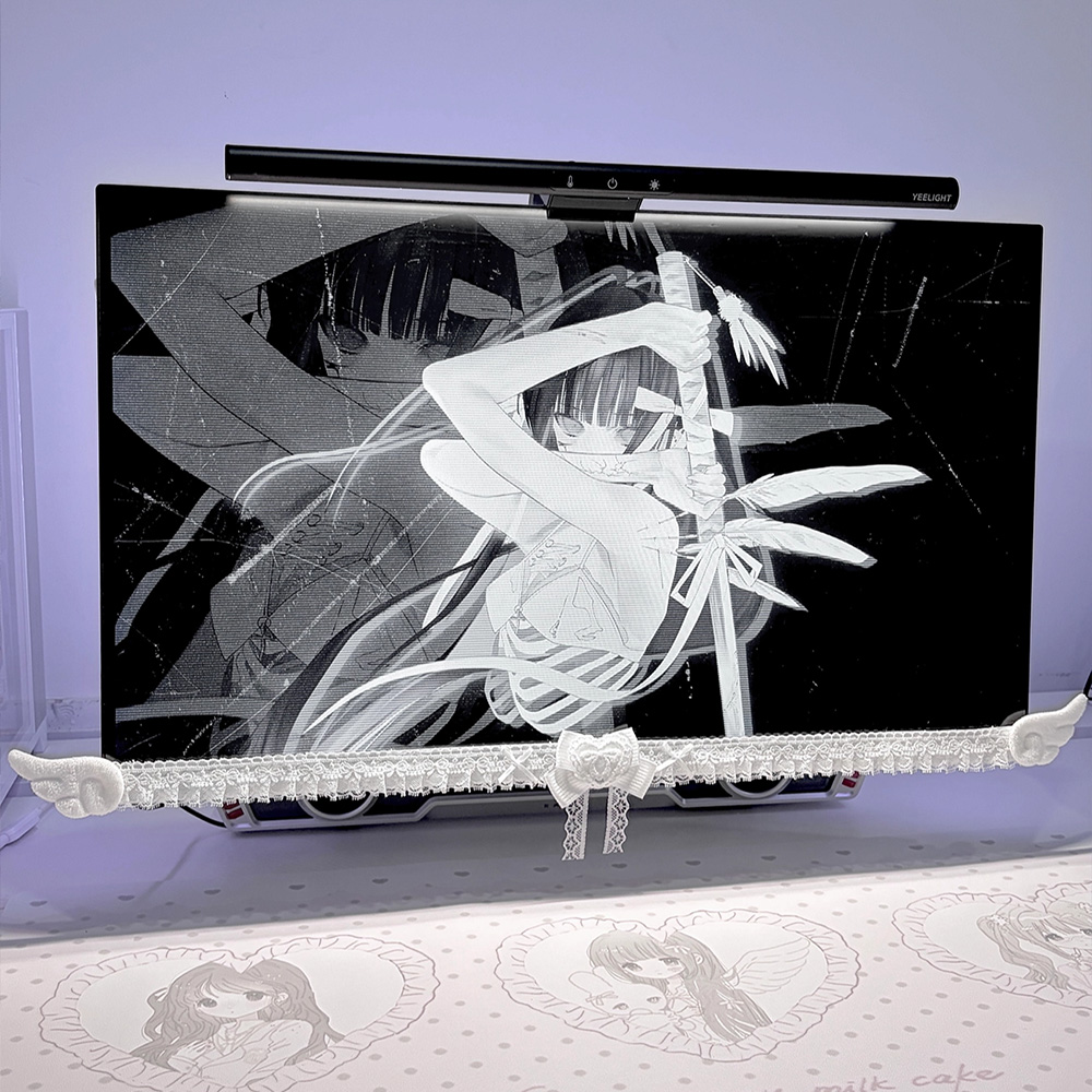 Cute White Lace Monitor Decora - Setup Desk Monitor のレビューと価格