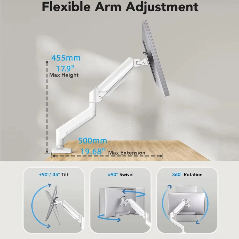 Height Adjustable White Single - Setup Desk Monitor のレビューと価格