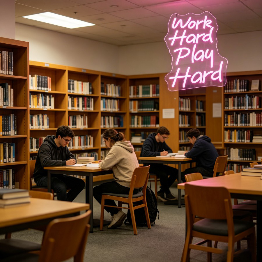 Work Hard Play Hard Neon Sign  - Desk Setup For Work のレビューと価格