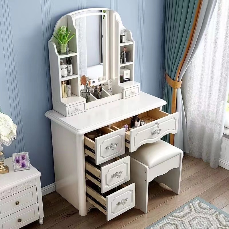 Girls White and Pink Modern Wo - Desk Vanity Setup のレビューと価格