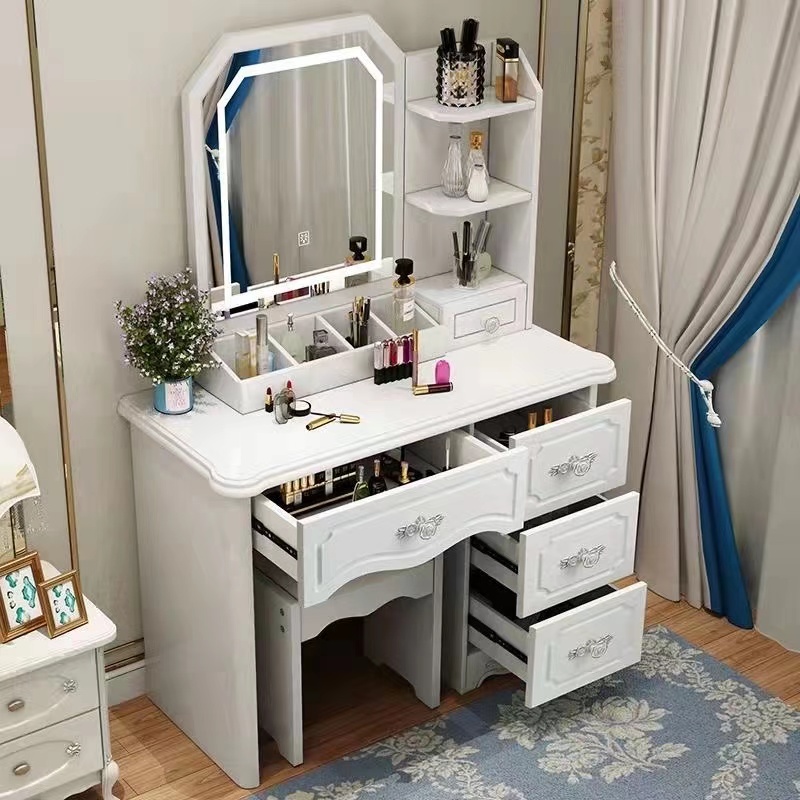 Girls White and Pink Modern Wo - Desk Vanity Setup のレビューと価格
