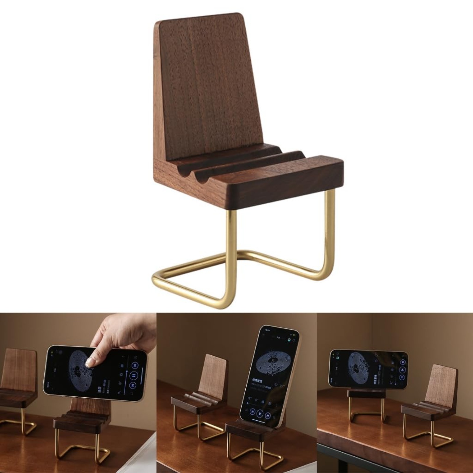 Wooden Phone Stand Walnut Desk - Desk Setup Natural のレビューと価格