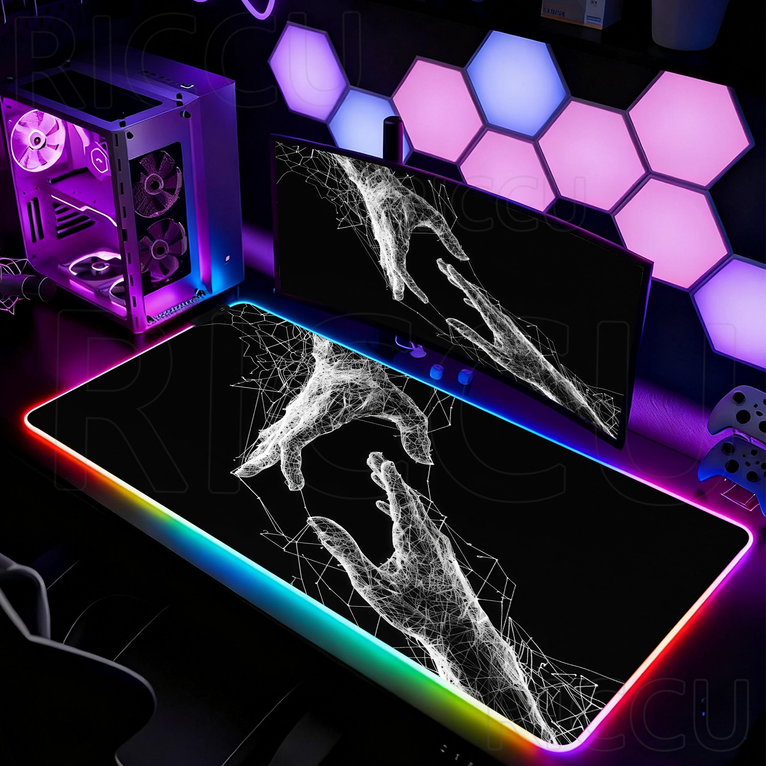 RGB XXL HD Large Black White G - Desk Setup Laptop And Pc のレビューと価格