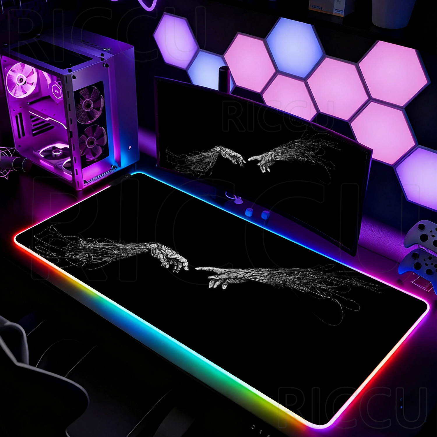 RGB XXL HD Large Black White G - Desk Setup Laptop And Pc のレビューと価格