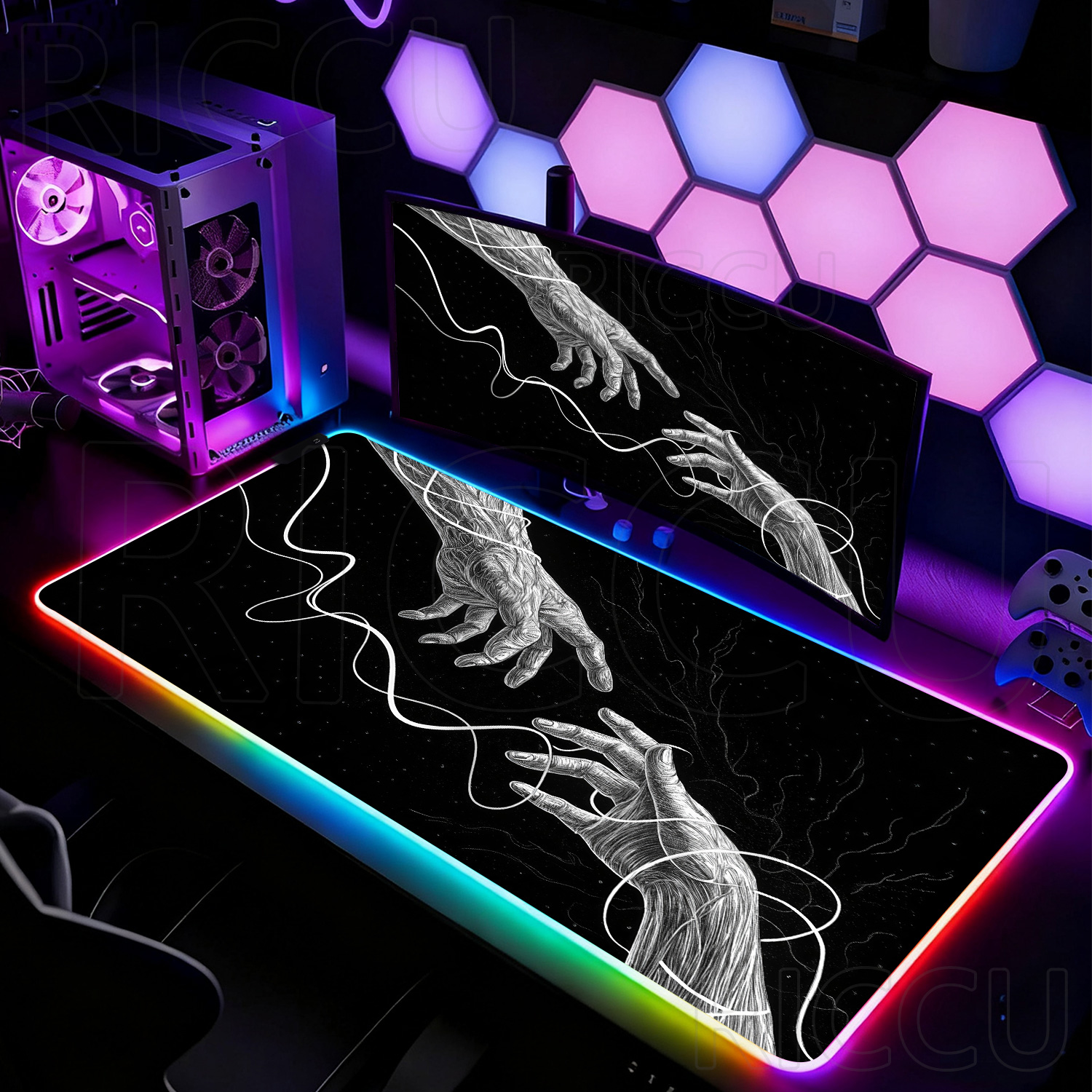 RGB XXL HD Large Black White G - Desk Setup Laptop And Pc のレビューと価格