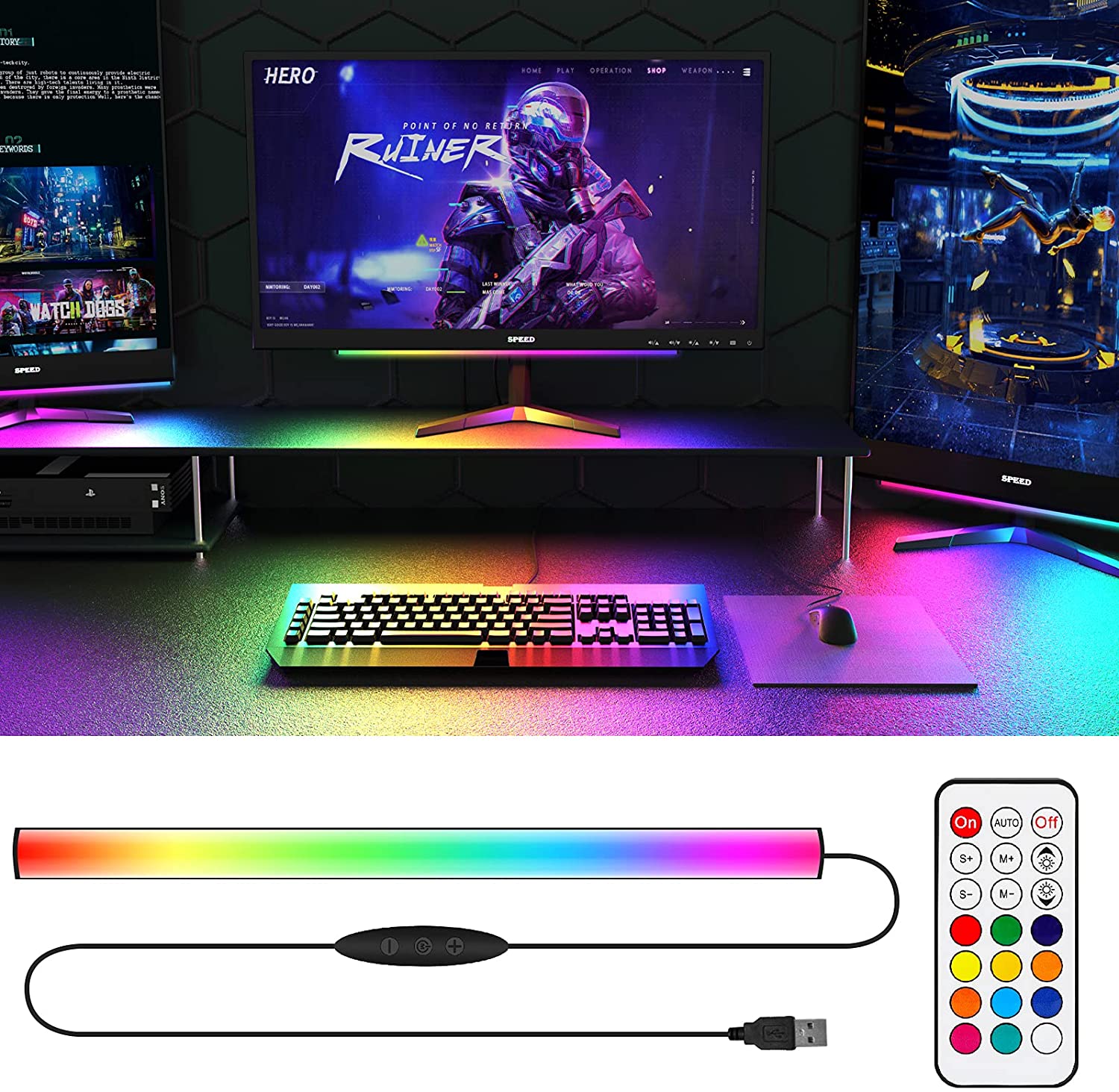 Under Monitor Light Bar RGB Dr - Setup Desk Monitor のレビューと価格