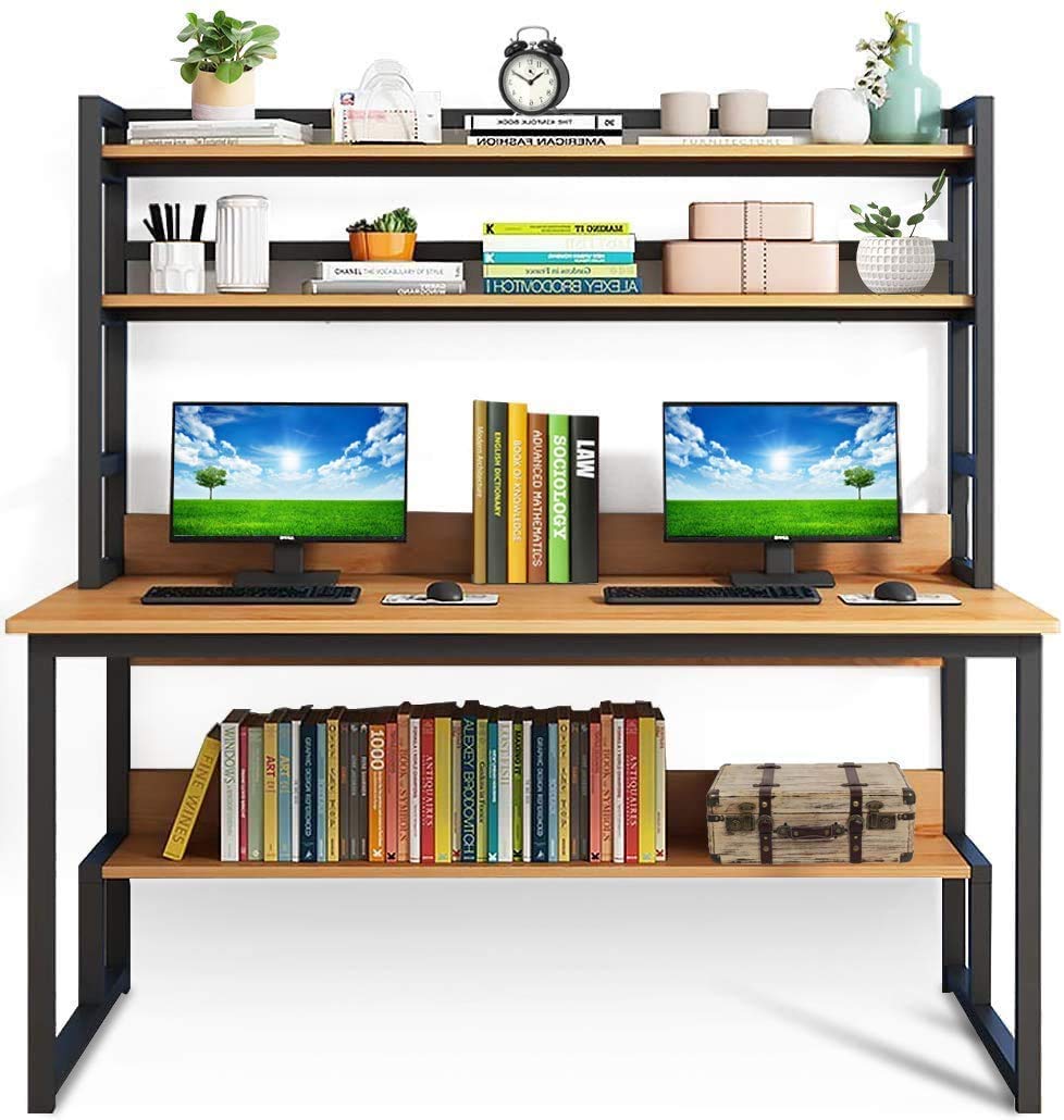55-Inch Wide Computer Desk Wit - Desk Setup Natural のレビューと価格