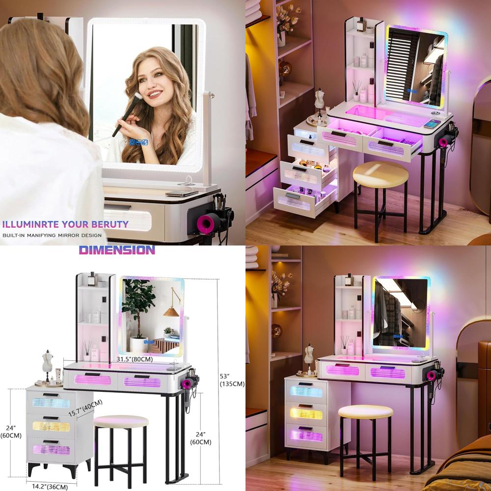 Makeup Vanity Desk with WirelC - Desk Vanity Setup のレビューと価格